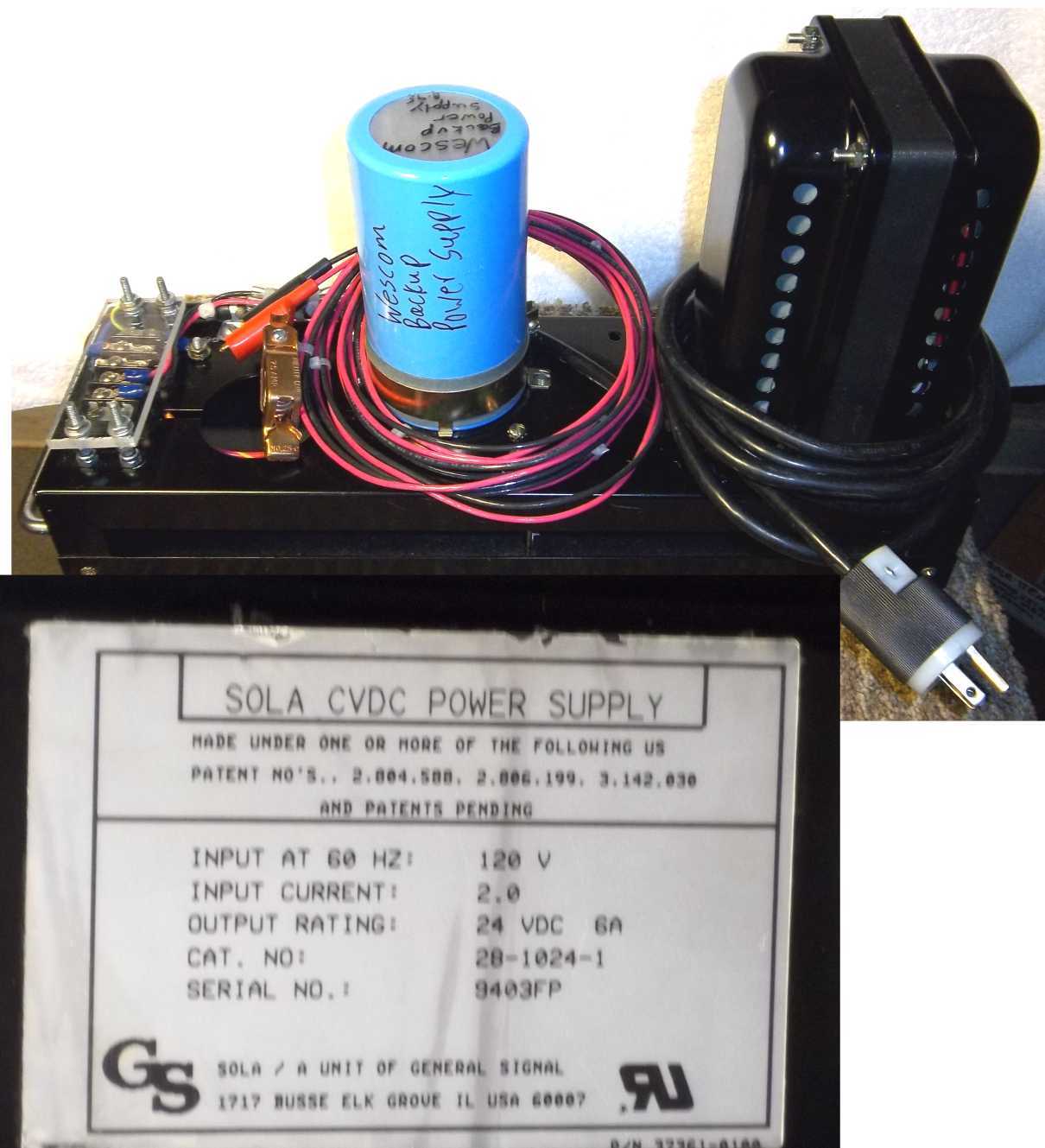 SOLA CVDC DC POWER SUPPLY  28-1024-1 24volt 6am